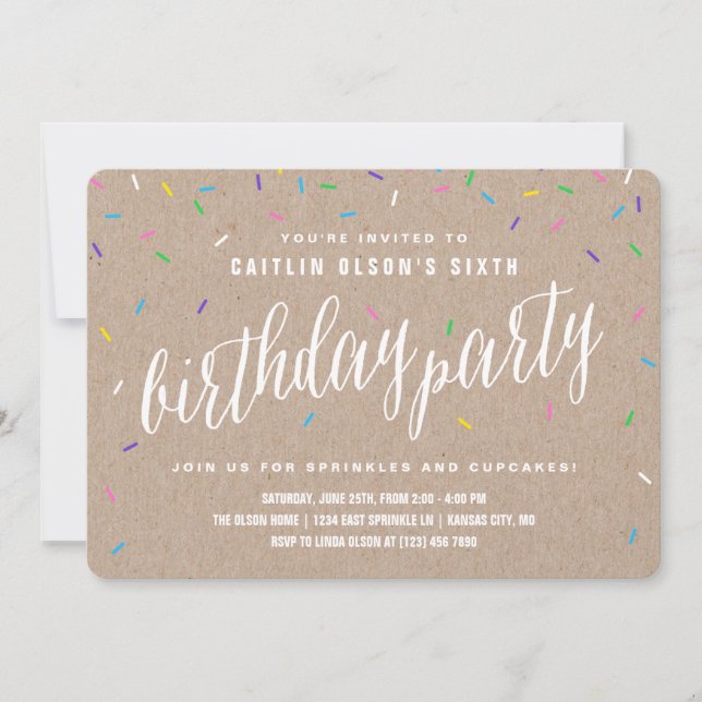 Saupoudrer Invitations de fête d'anniversaire (Devant)