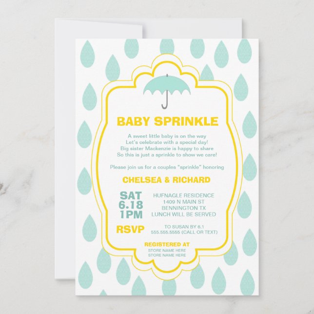 Saupoudrer les Invitations Baby showers Raindrop t (Devant)
