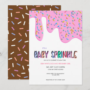 Saupoudrer rose   Invitations d'arrosage pour bébé
