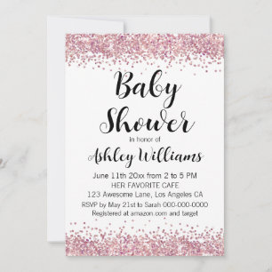 Saupoudrer rose pâle Joli bébé Douche Invitations