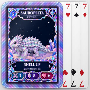 Sauropelta Dinosaur, Rainbow Foil Art Playing Cards