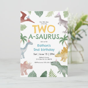 Saurus Dinosaur Birthday Invitation
