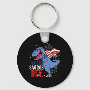 Saurus Rex 4th Of July Dinosaur Independence Day Keychain