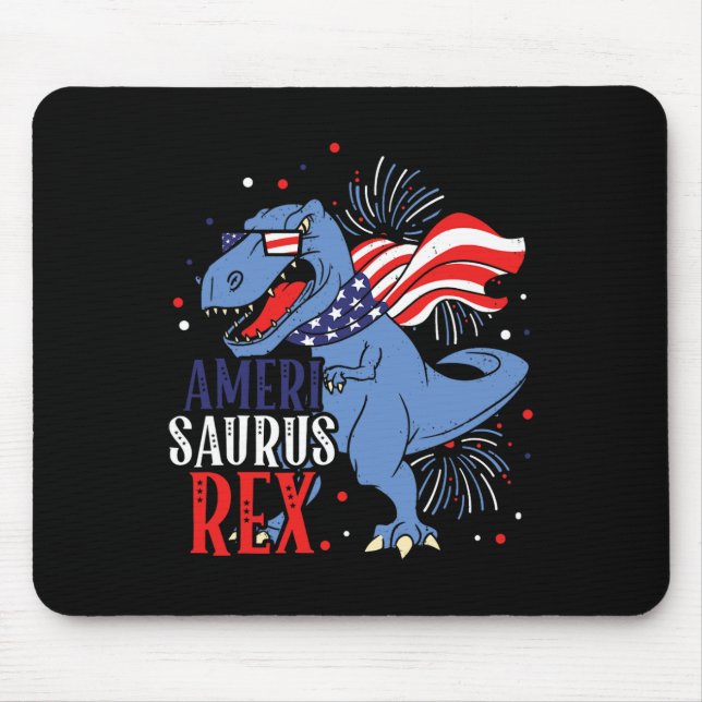 Saurus Rex 4th Of July Dinosaur Independence Day  Mouse Pad (Front)