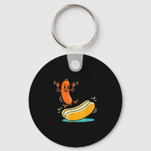 Sausage cartoon jump into bun sausage silly food keychain