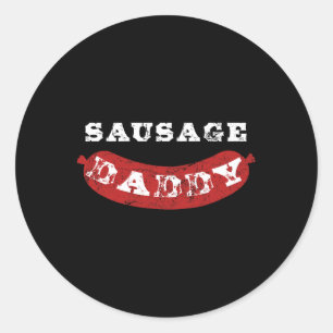 Sausage Daddy Funny Distressed Bbq Dad Classic Round Sticker