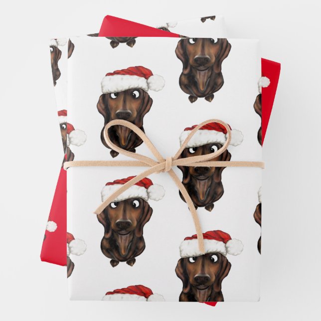 Sausage Dog Christmas Wrapping Paper (In situ)
