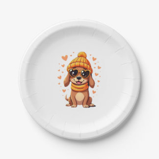 Sausage Dog Heart Doxie Girl Valentine's Day Women Paper Plate