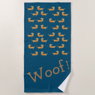Sausage dog pattern   beach towel