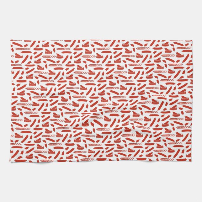 Sausage Dog pattern Kitchen Towel (Horizontal)