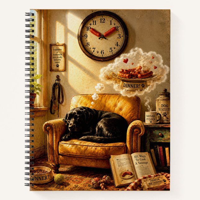 Sausage O’Clock Dreamtime – Surreal Dog Art Notebook (Front)