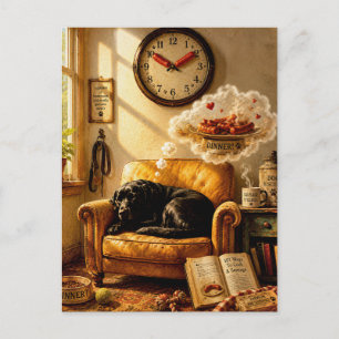 Sausage O’Clock Dreamtime – Surreal Dog Art Postcard