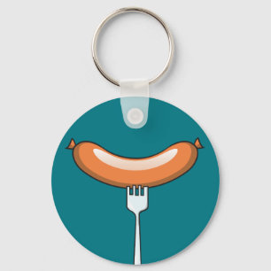 Sausage on a fork keychain