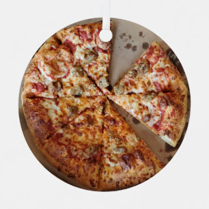Sausage Pizza Thick Crust Food Christmas Metal Ornament