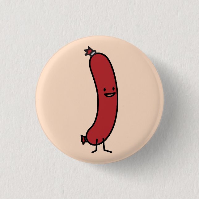 Sausage pork beef kielbasa meat wiener hot dog 1 inch round button (Front)