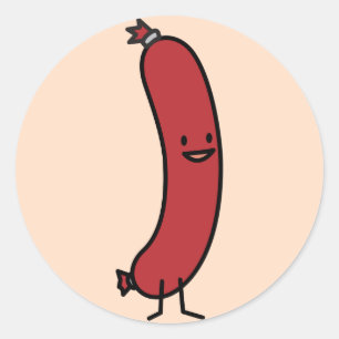 Sausage pork beef kielbasa meat wiener hot dog classic round sticker