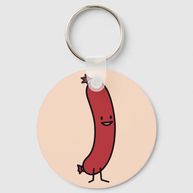 Sausage pork beef kielbasa meat wiener hot dog keychain (Front)