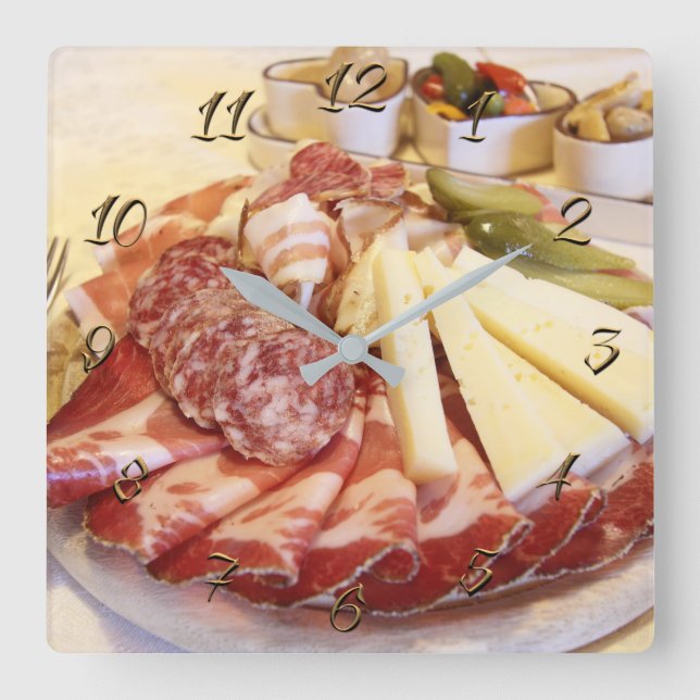 Sausage shop square wall clock (Front)