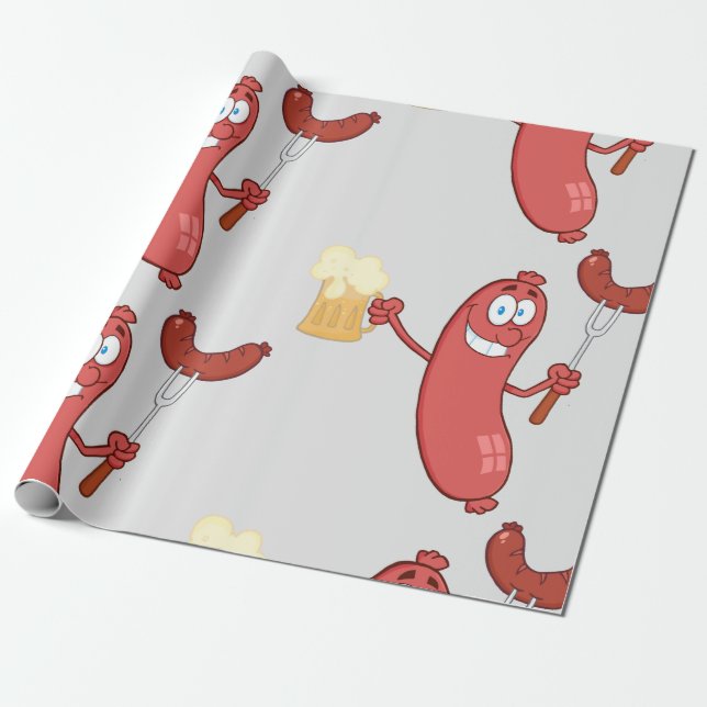 Sausages And Beer Wrapping Paper (Unrolled)