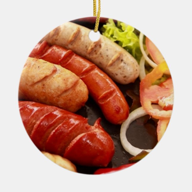 Sausages Ceramic Ornament (Front)