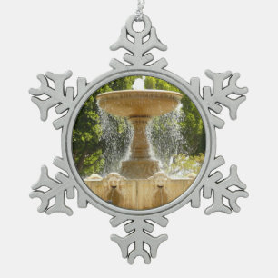 Sausalito Fountain California Travel Photography Snowflake Pewter Christmas Ornament