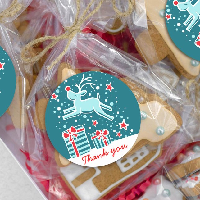 Saut de rennes de Noël merci autocollant (Créateur téléchargé)