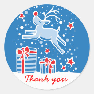 Saut de rennes de Noël merci autocollant