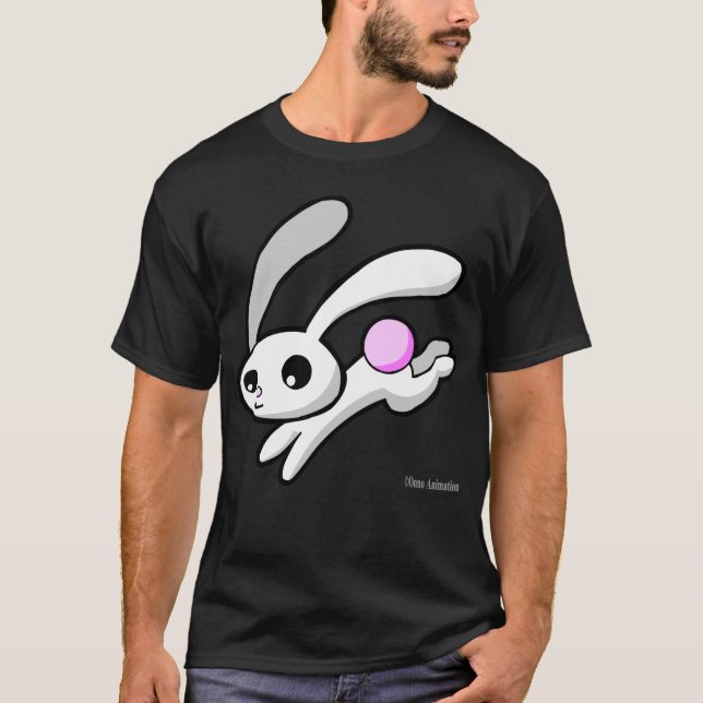Sautent à cloche-pied le lapin avec un T-shirt (Devant)