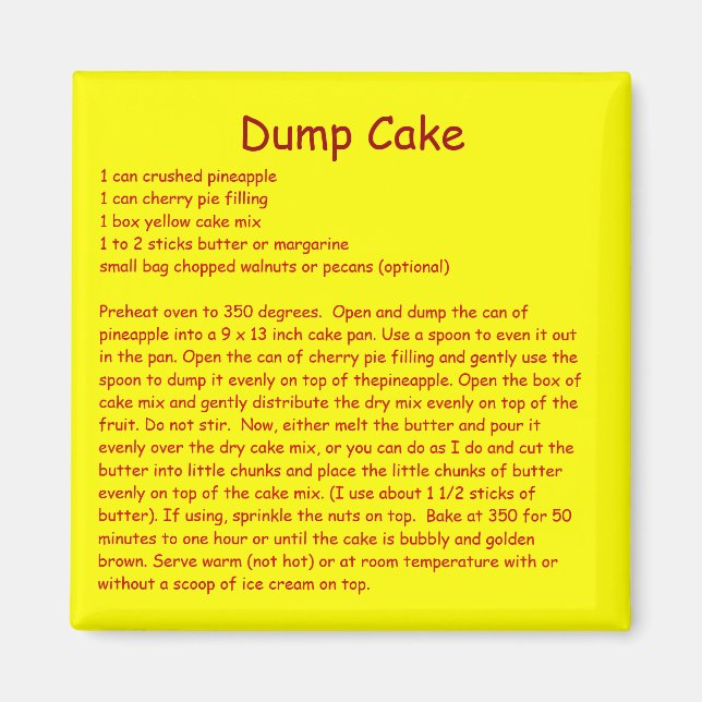 Sauter la recette de gâteau sur un aimant de réfri (Devant)