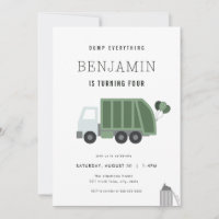 Sauter tout Garbage Camion Anniversaire Invitation