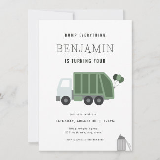 Sauter tout Garbage Camion Anniversaire Invitation