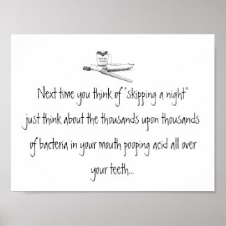 Sauter une nuit de brossage affiche dentaire