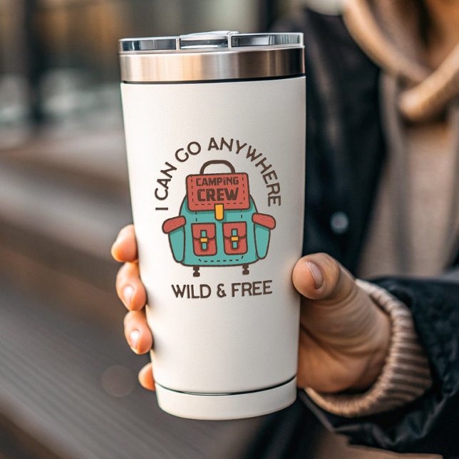 Sauvage et sac à dos gratuit Camping | Sticker Die (I can go anywhere wild and free camping sticker)