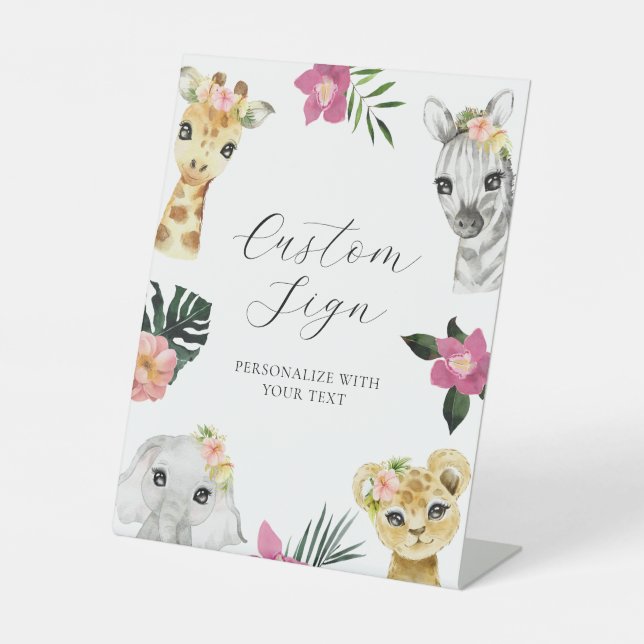 Sauvage Une Jungle Rose Panneau Texte Personnalisé (Recto)