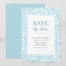 Sauvegarder la date Invitation Mosaïque bleu aqua