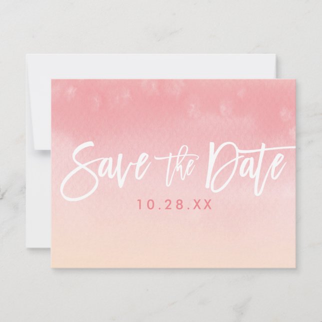 SAUVER LA DATE CARTE POSTALE ombre coral aquarelle (Devant)