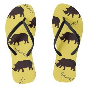 Sauver les tongs jaunes motif rhinocéros