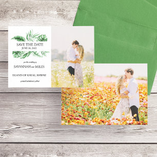 Sauvez la date carte photo de verdure tropicale