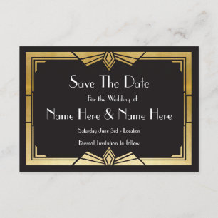 Sauvez la date de mariage Invitations d'or 1920's