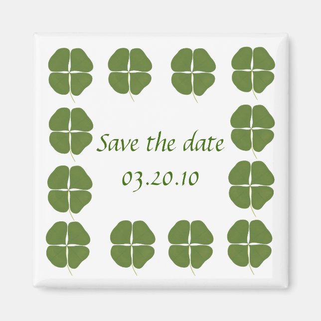 Sauvez la date, magnets frontaliers Shamrock verts (Devant)