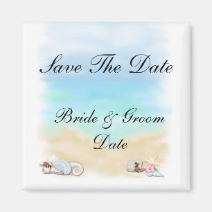 Sauvez la date Seashells Beach Magnets de mariage