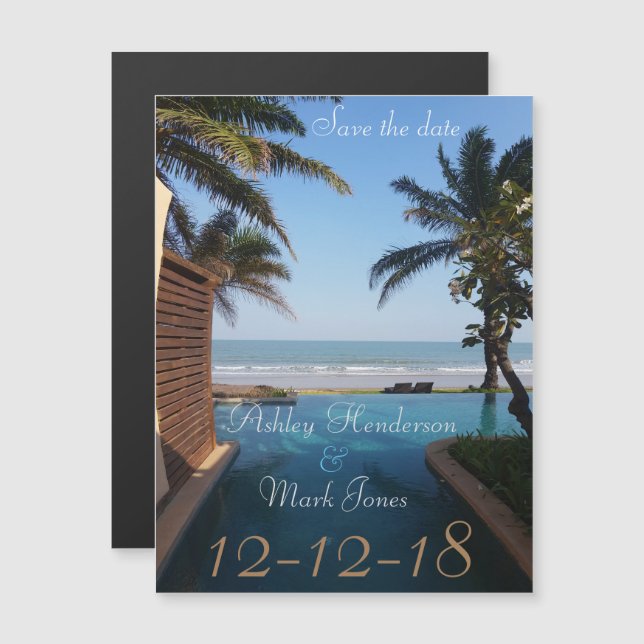 Sauvez la plage de dates Magnet (Devant / Derrière)