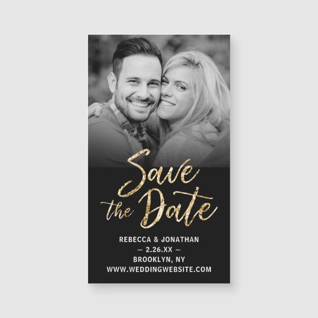 Sauvez le mariage noir d'or du magnet bon marché | (Devant)