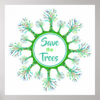 Sauvez les arbres Poster vert moderne