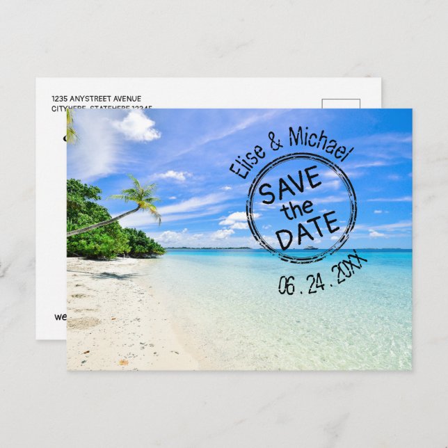 Sauvez les dates, Mariage de plage, Invitation (Devant / Derrière)