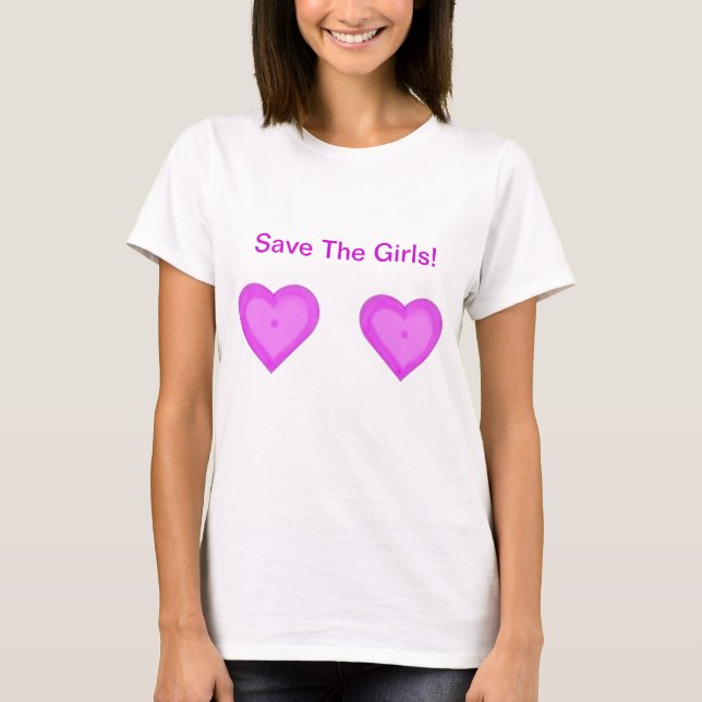 Sauvez les filles !  T-shirt de cancer du sein (Devant)