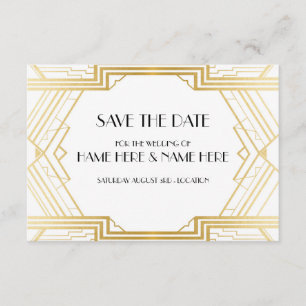 Sauvez les invitations d'or de noce d'art déco de