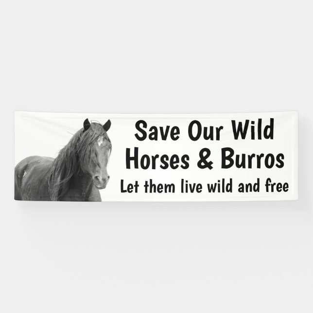 Sauvez nos chevaux sauvages 2,5 x 8 bannière (Horizontal)