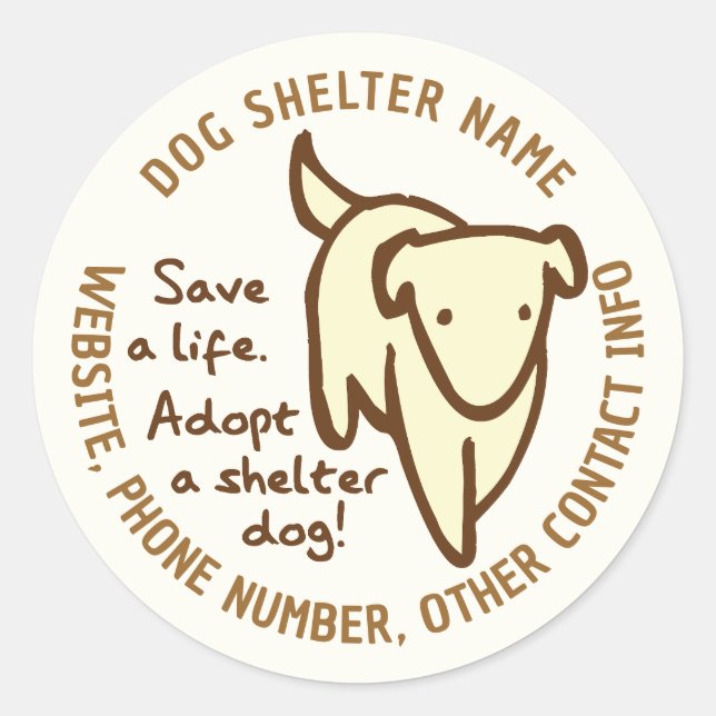 Sauvez une vie Adoptez un abri Chien Stickers rond (Devant)