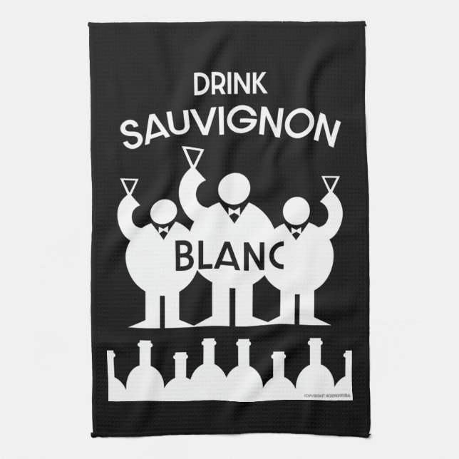 Sauvignon Blanc Wine Drinker Kitchen Towel (Vertical)